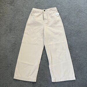 FP WE THE FREE Taupe HIGH RISE WIDE LEG FLAT FRONT COTTON BAGGIE PANTS -NWT - 30